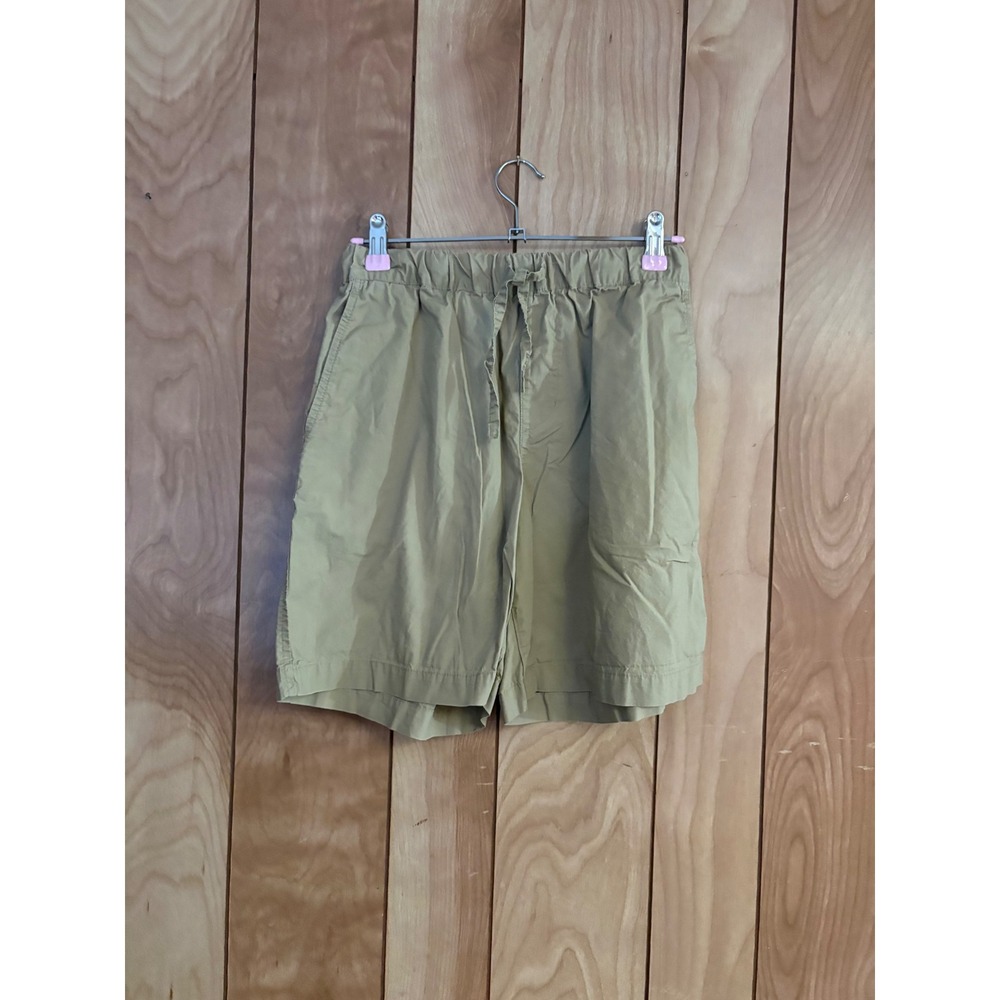 MUJI Women Khaki Cotton Drawstring Shorts Elastic Waist Tan Size S 340102-384